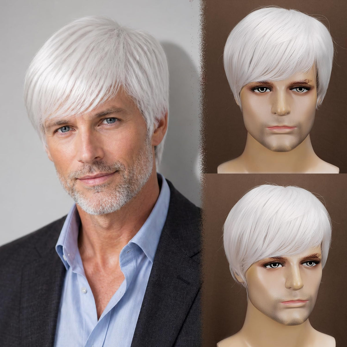 YYHR 80s Brown Wigs for Mens Mullet Rocker Costume Long Synthetic Hair Wig