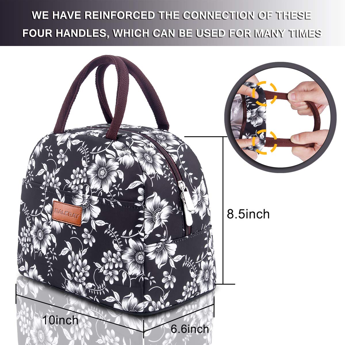 BALORAY Lunch Bag for Women Men Adult Lunch Box (Cherry), M