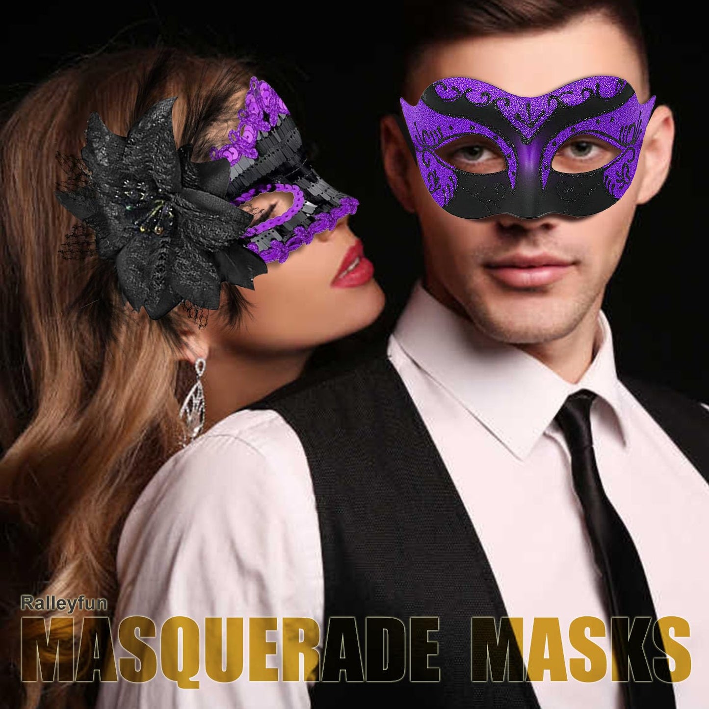 Couple Masquerade Masks for Women Men Venetian Masks for Halloween Carnival Costume Party Prom Ball