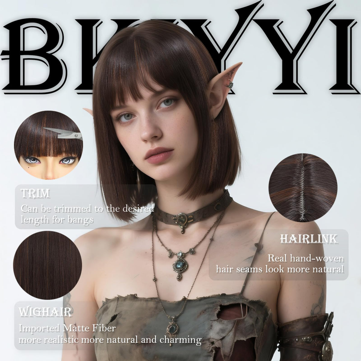 Black Bob Wig with Bangs Short Black Straight Wig for Women