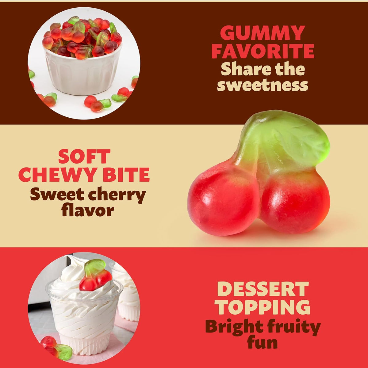 Cherry Gummy Candy, Chewy Cherry Candy, 1 Lb Bag