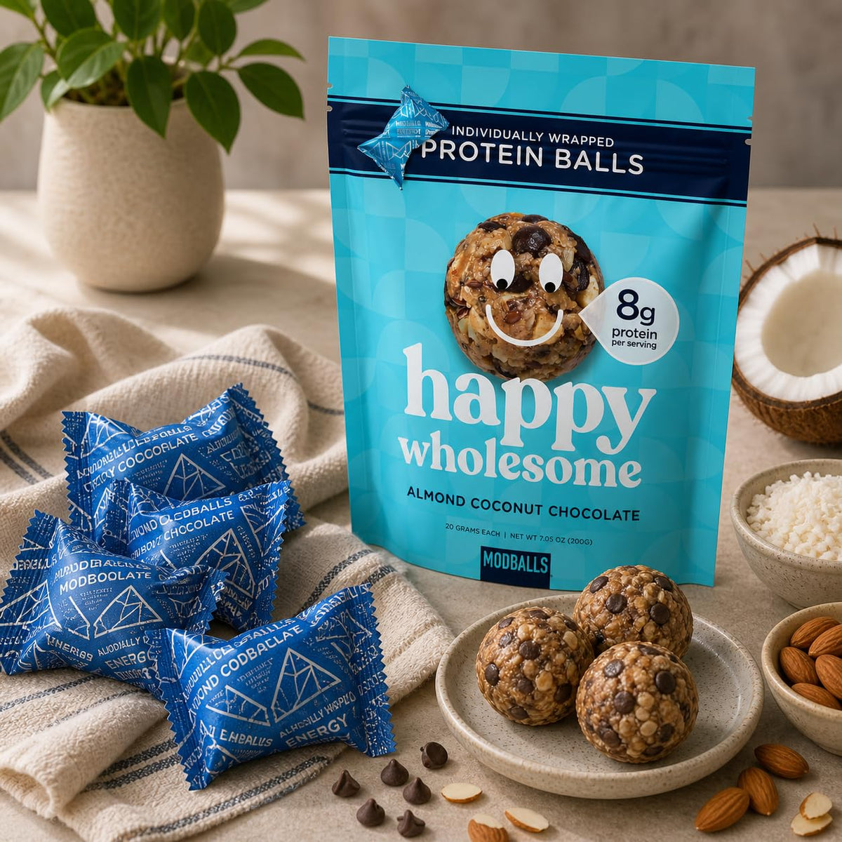 Happy Wholesome Chocolate Cherry Protein Balls, 10 Count