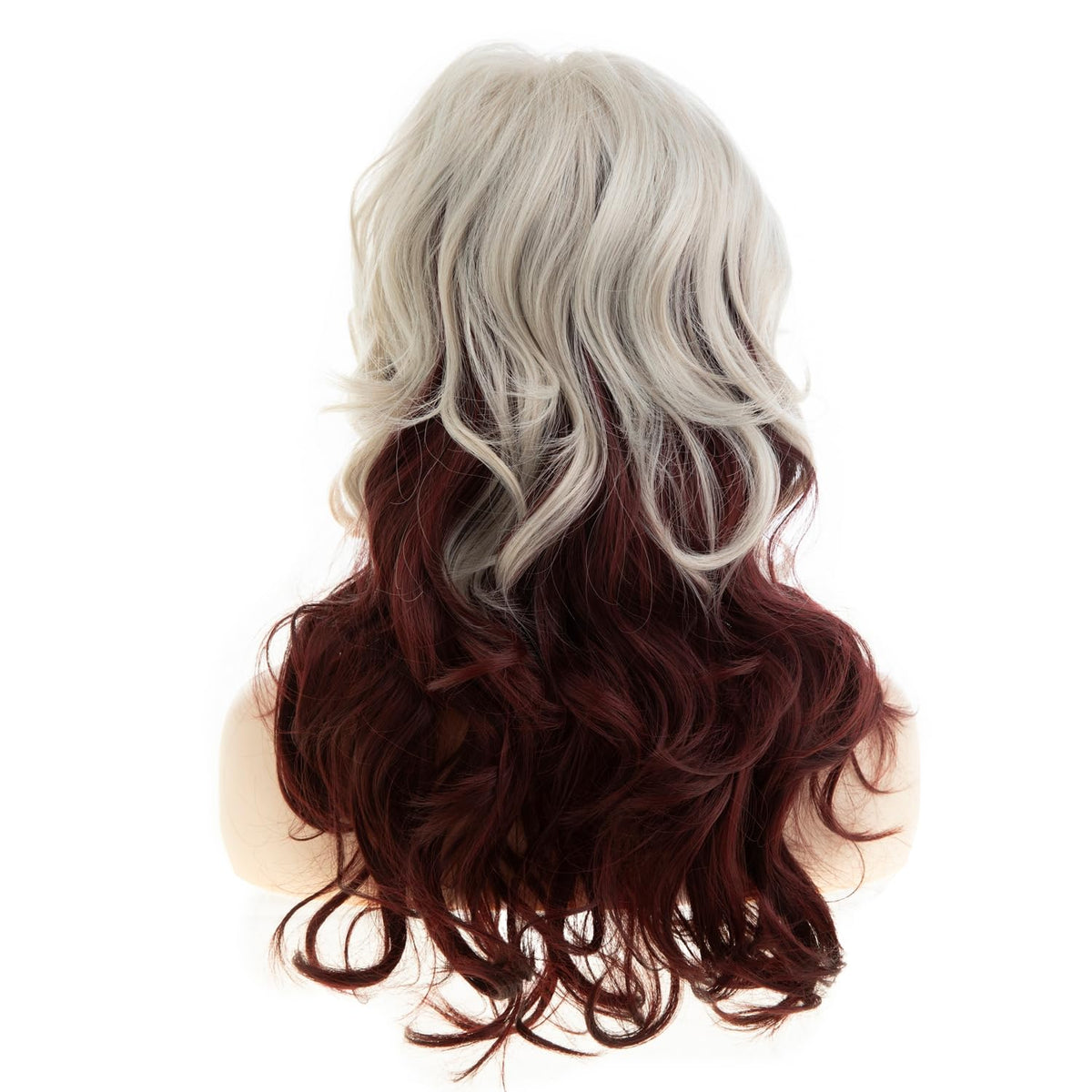 Long Curly Wavy Silver Grey to Purple Wig Side Part Natural Looking Synthetic Cosplay Wig for Women