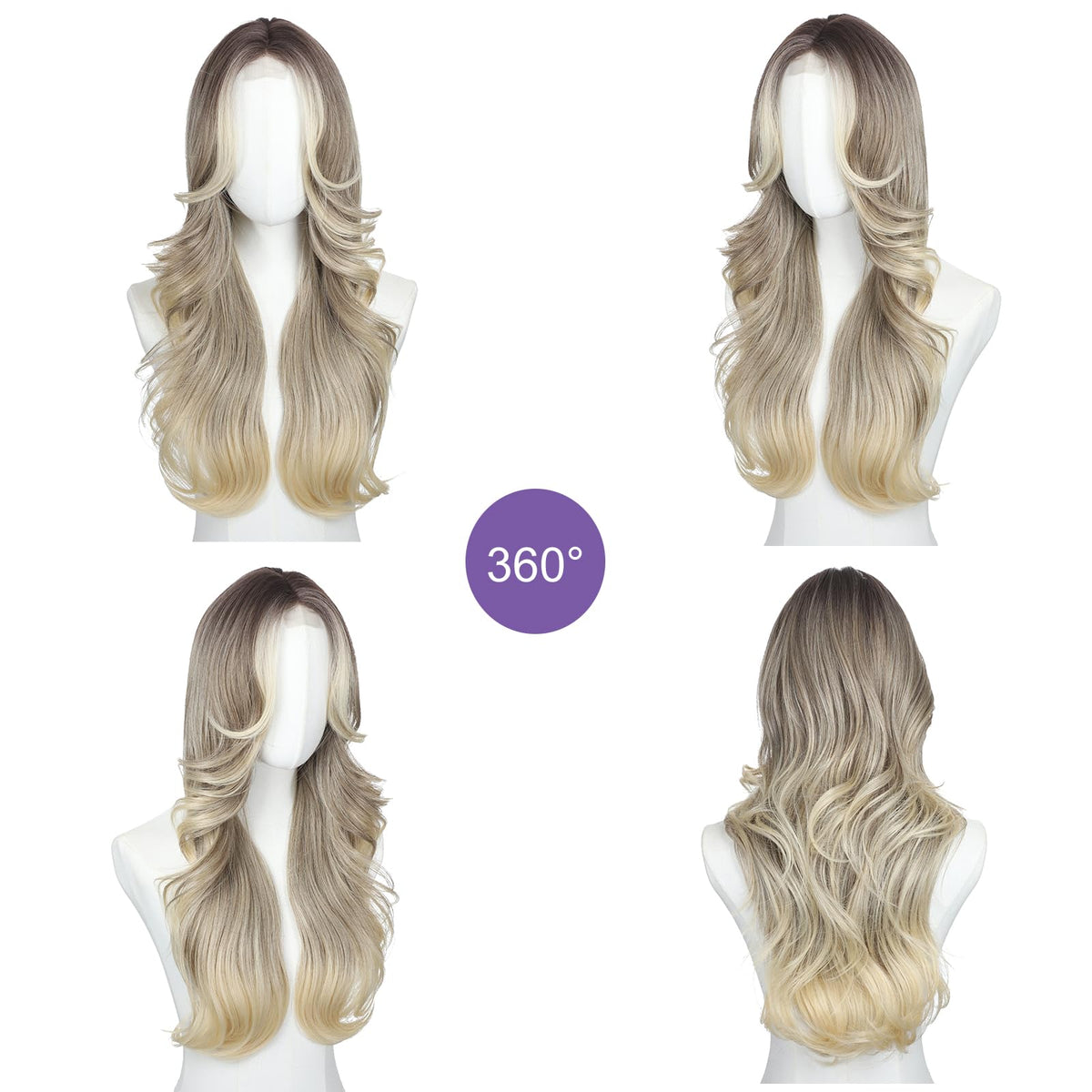 Brown Wigs for Women 26 Inch Middle Part Wavy Synthetic Wig