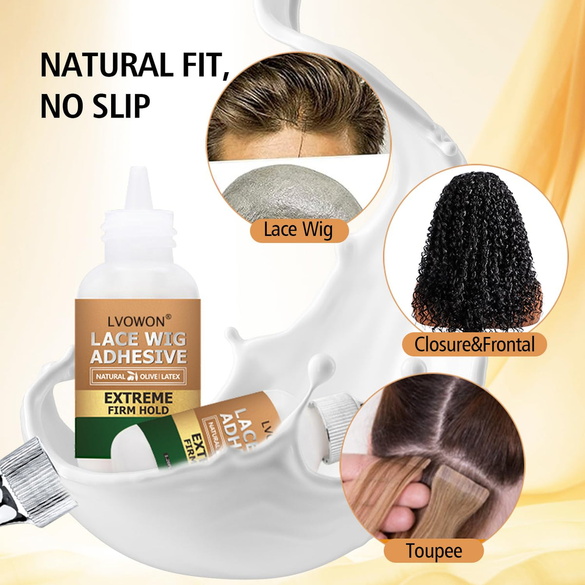Wig Glue Kit Set of 3, Waterproof with Firm Hold