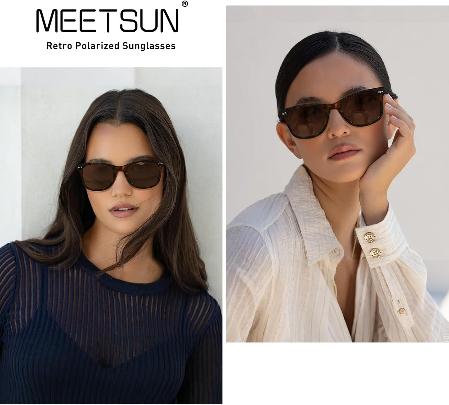 MEETSUN Polarized Sunglasses for Women Men Classic Retro Square Frame Driving Sun Glasses UV Protection