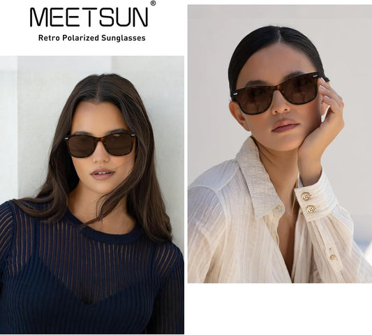 MEETSUN Polarized Sunglasses for Women Men Classic Retro Square Frame Driving Sun Glasses UV Protection