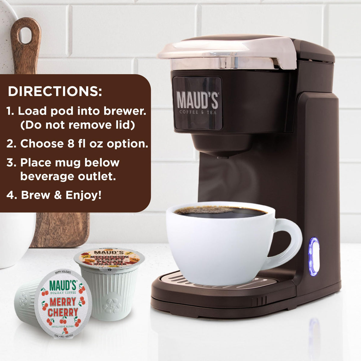 Maud's Cherry Flavored Medium Roast Coffee Pods, 18ct