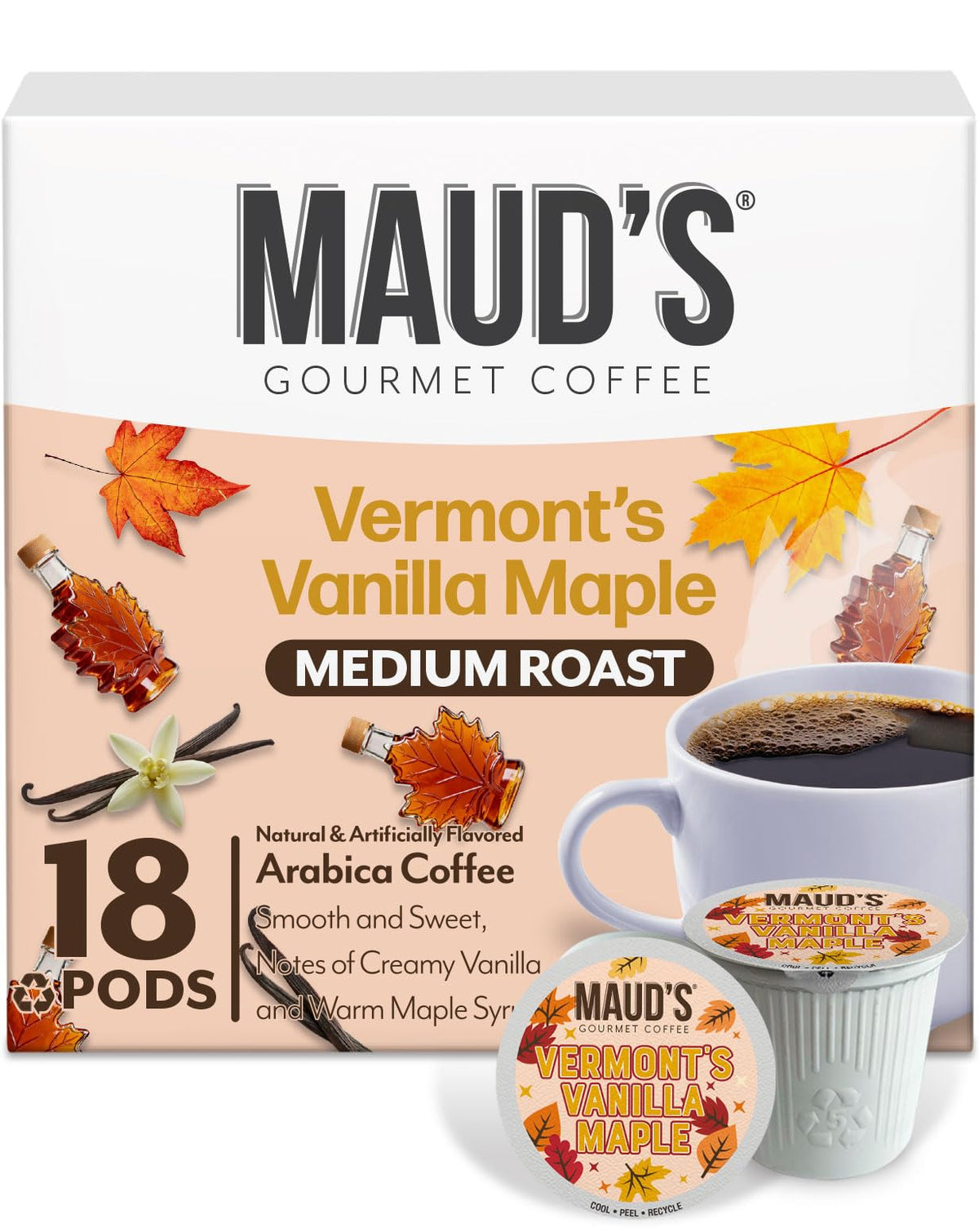 Maud's Cherry Flavored Medium Roast Coffee Pods, 18ct
