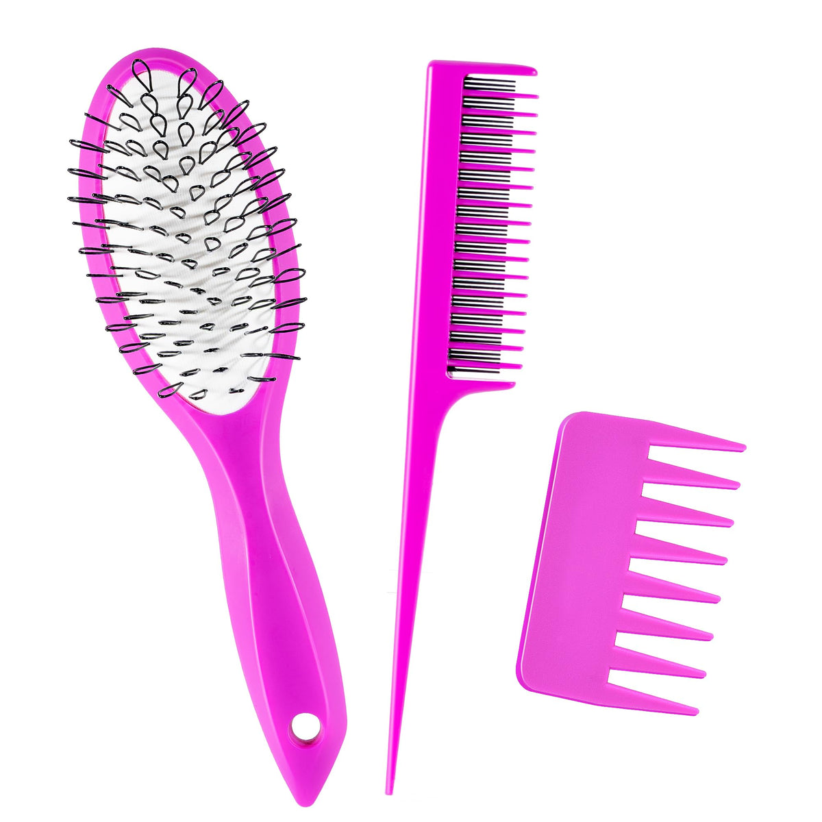 Wig Brush Comb Set, Premium Matte Grip, 2pcs Professional Extension Brush with Ergonomic Travel Size Design for Human and Synthetic Hair
