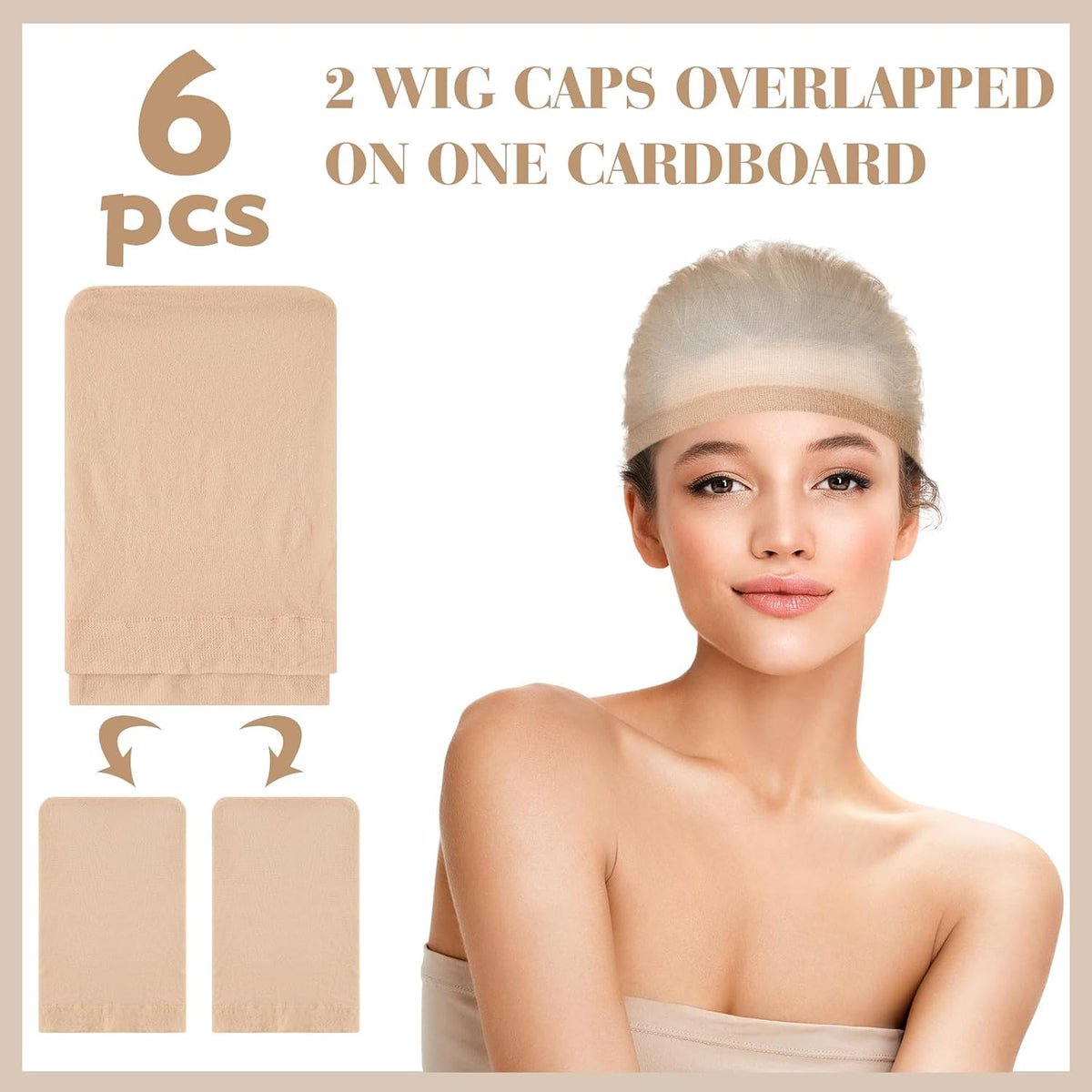 PLULON 6 Pcs Wig Cap for Women, Mesh Stocking Wig Caps Net Closed End Hair Mesh Net Liner Ultra-thin Invisible for Women Men Cosplay Show Halloween Bachelorette Party Music Festivals Daily Life