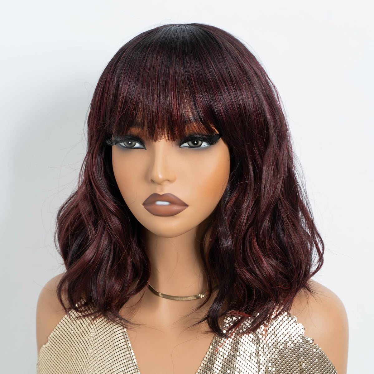 NOBLE Blue Wig with Bangs 12 Inches Short Bob Curly Wig Blue Wigs for Women Colorful Wavy Bob Wigs with Air Bangs Heat Resistant Synthetic Silver Blue Halloween Wigs for Cosplay Party