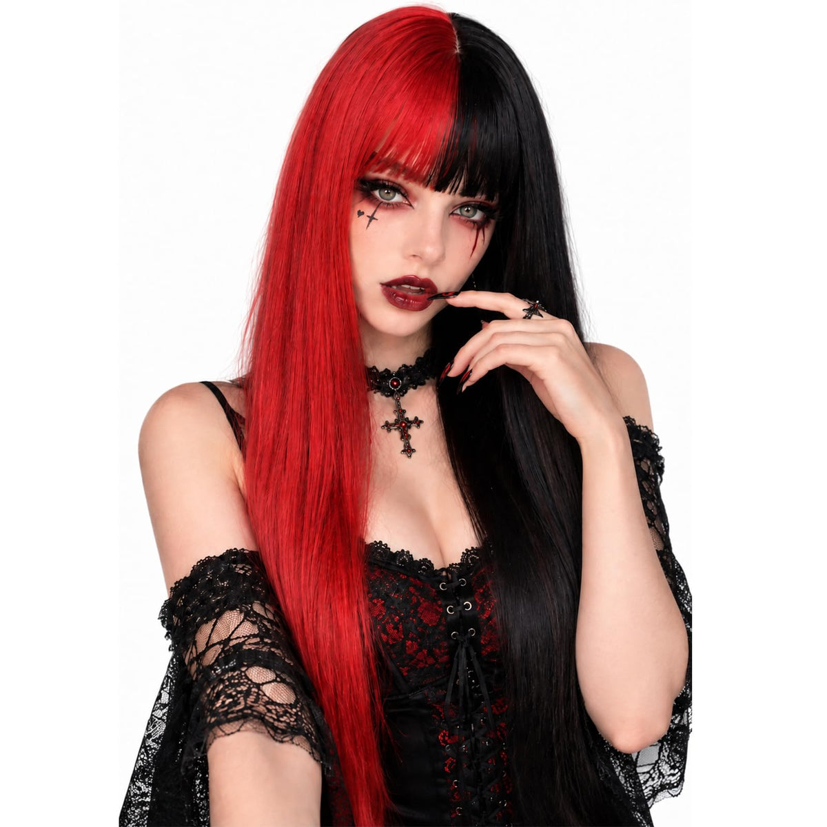 BEkjdiof Wig with Bangs Long Straight Gray Wigs for Women Halloween Wig