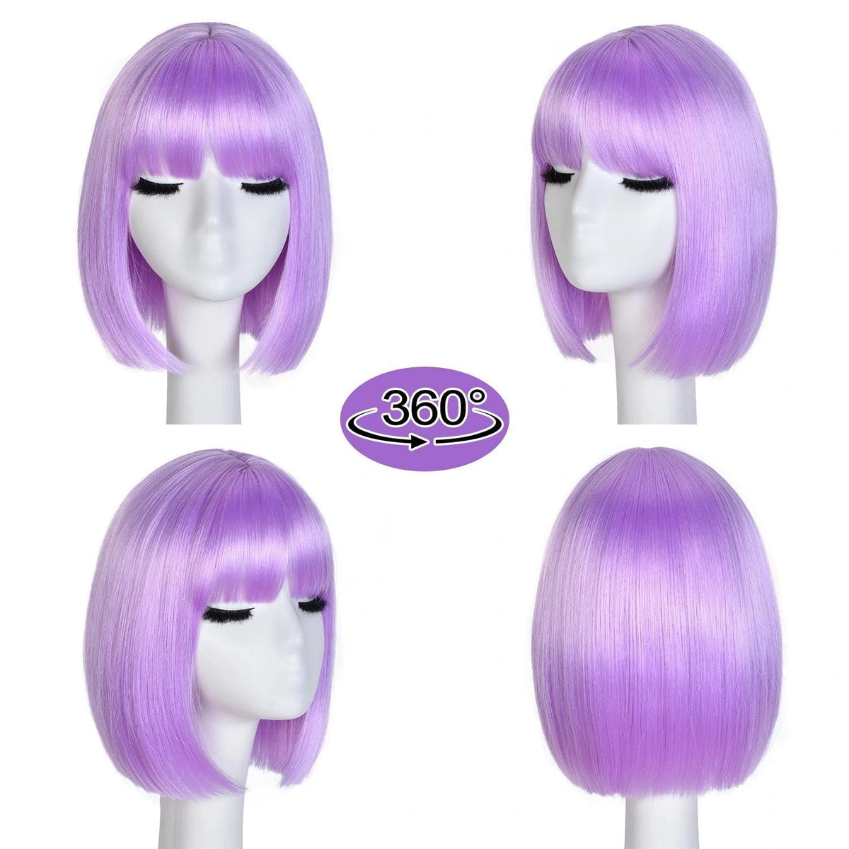 Bob Wig with Bangs for Women Short Straight Bob Wigs for Women 12inch