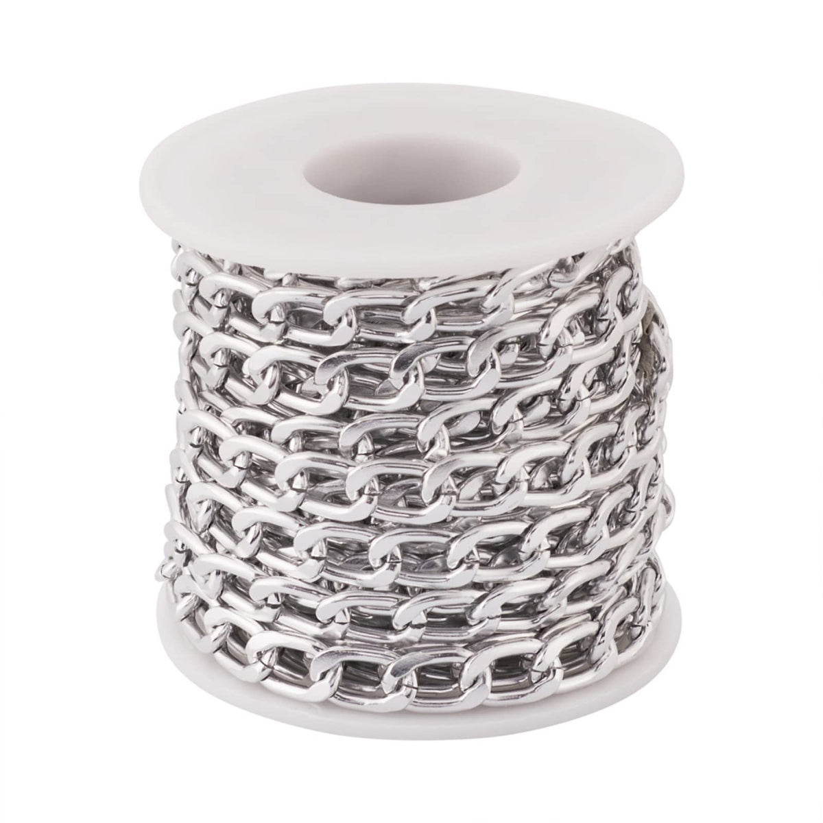 Beadthoven 16.4ft Aluminum Curb Chains, Silver Color Chains for Jewelry Making 5mm Wide Metal Craft Chain Link Spool Twisted Links Oval Curb Chains Unwelded for Clothes Necklace Bracelet DIY Findings