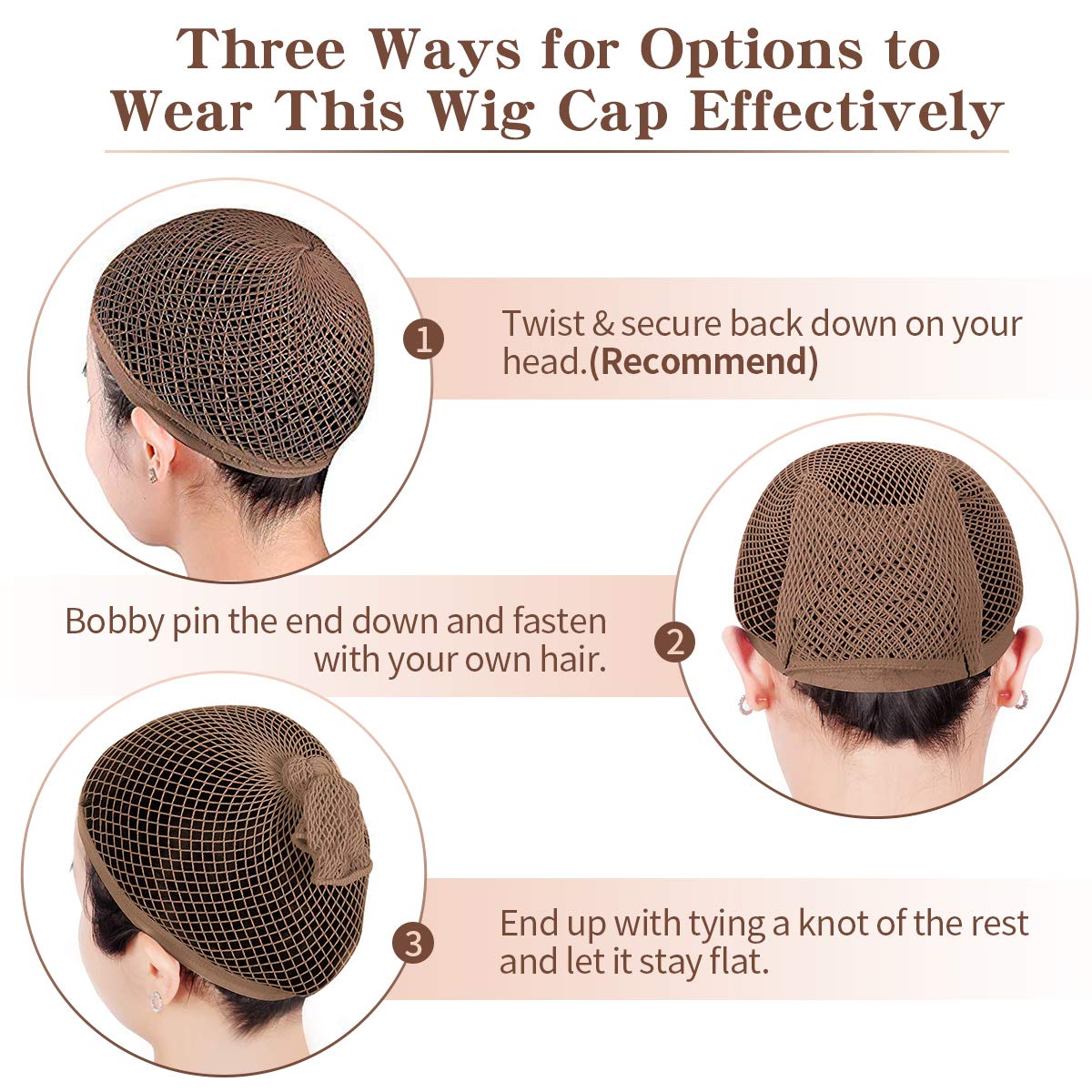 Dreamlover Wig Cap for Long Hair, No Braiding, Natural Nude, 2 Pieces