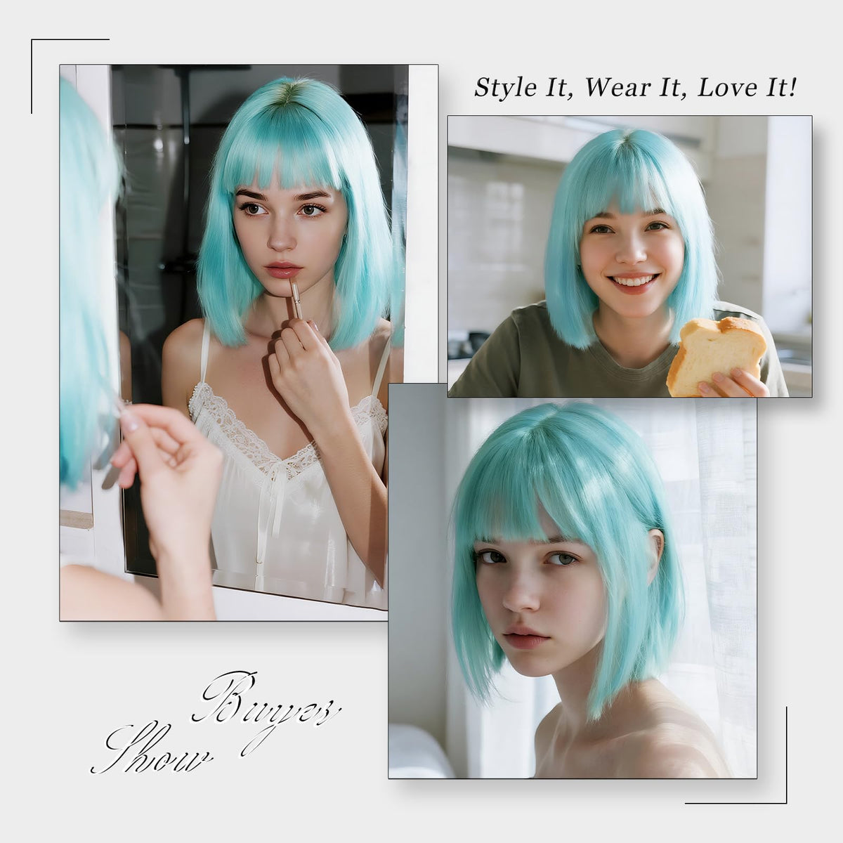 Black Bob Wig with Bangs Short Black Straight Wig for Women
