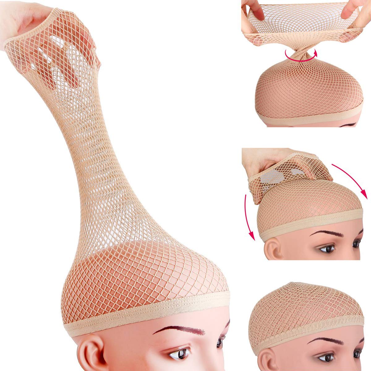 Dreamlover Wig Cap for Long Hair, No Braiding, Natural Nude, 2 Pieces