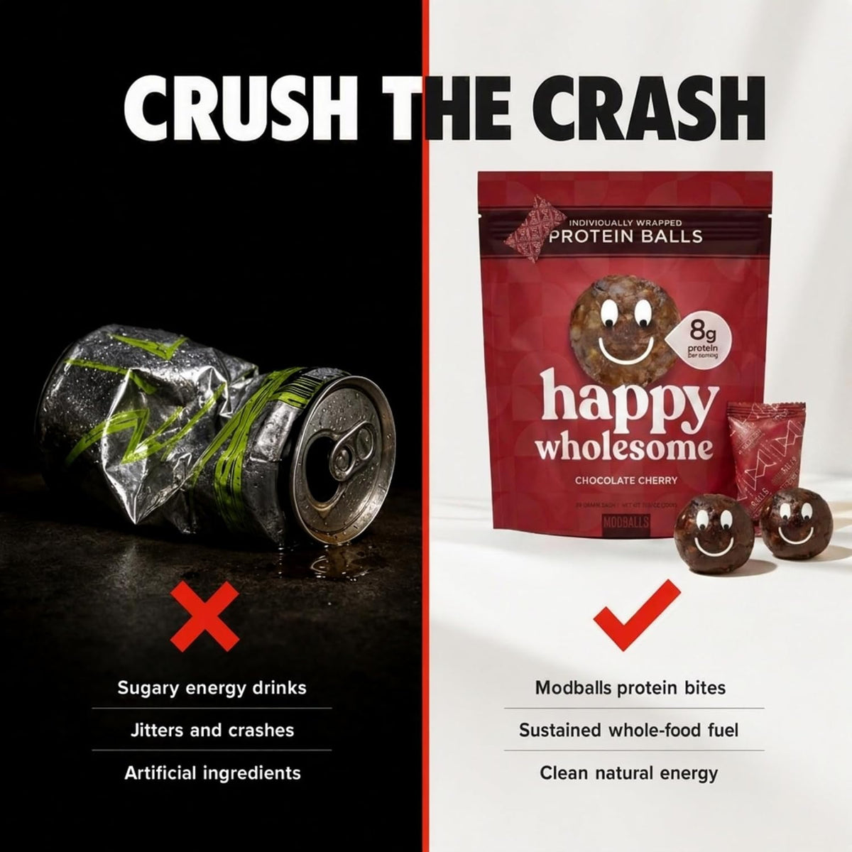 Happy Wholesome Chocolate Cherry Protein Balls, 10 Count