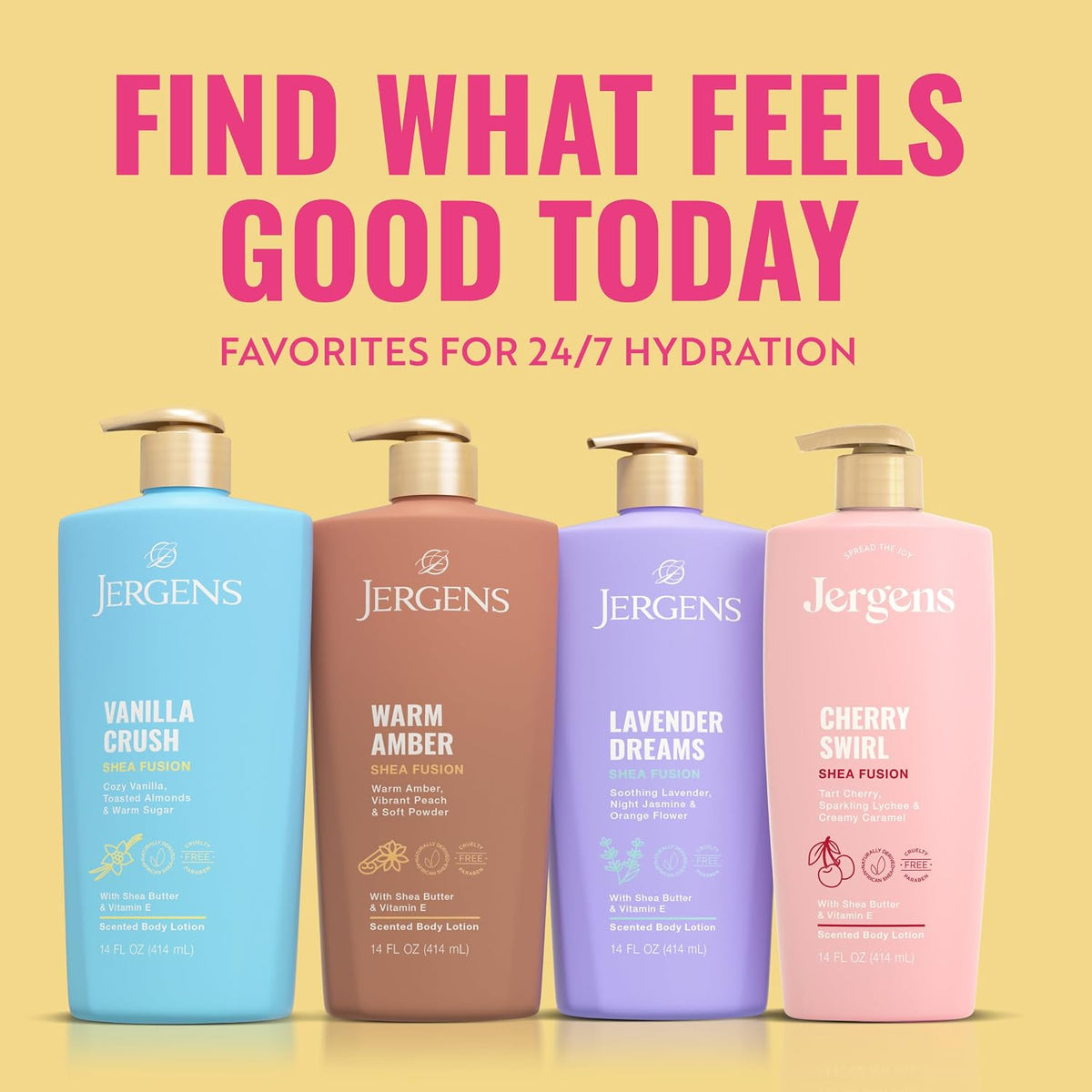 Jergens Shea Fusion Cherry Swirl Body Lotion, Dry Skin, 14 fl oz