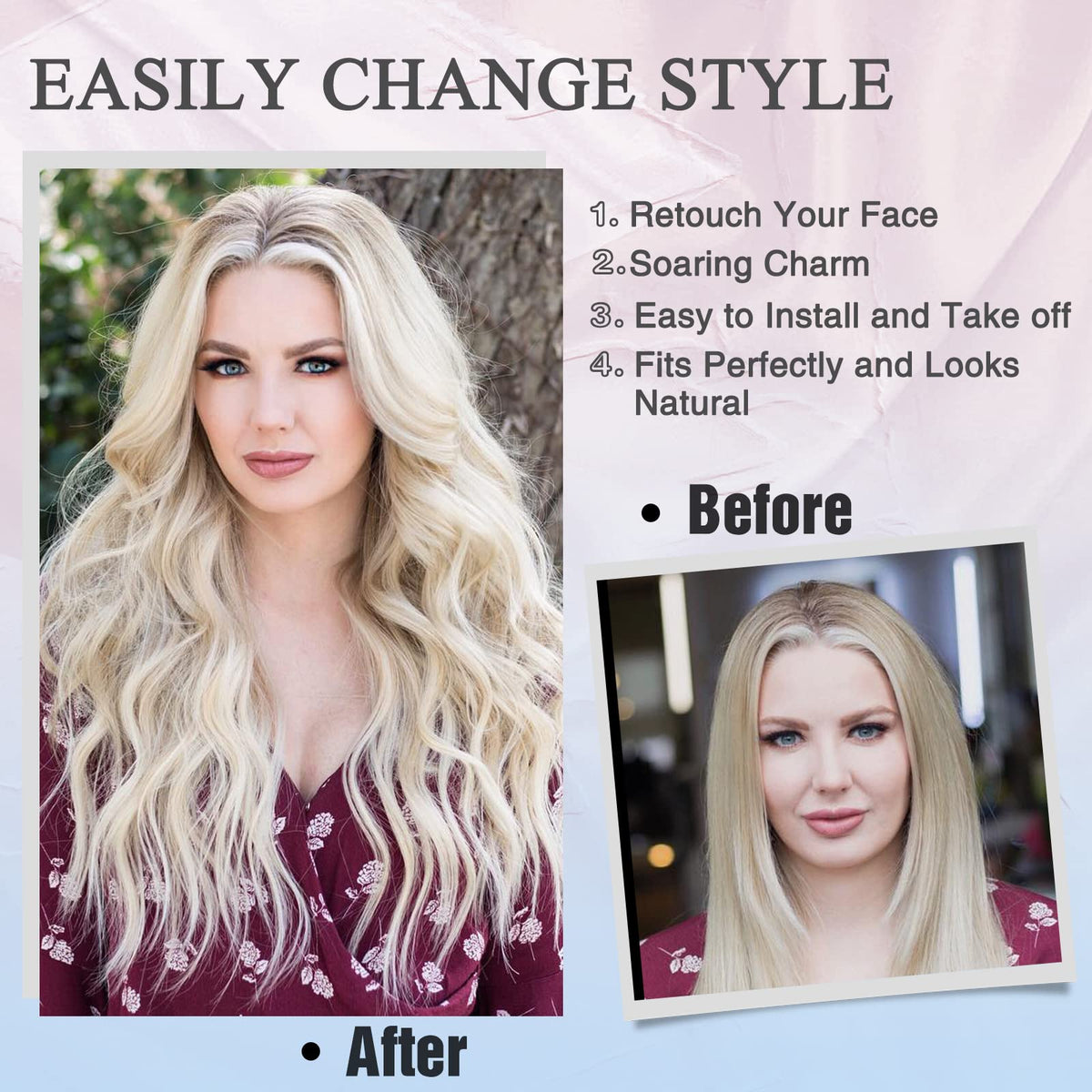 NAYOO 26 Inch Long Wavy Black Wig for Women, Middle Part Natural Looking Synthetic Wig, Heat Resistant Fiber Soft & Lightweight, Realistic Scalp Long Curly Wig for Daily Wear Party Cosplay