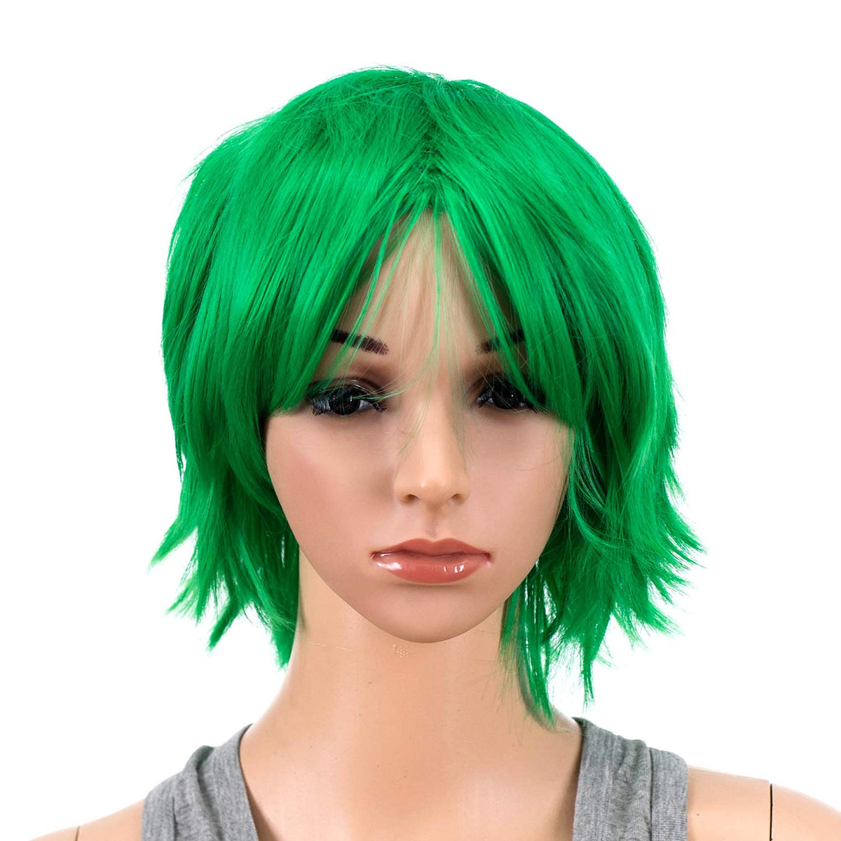 SWACC Unisex Fashion Spiky Layered Short Anime Cosplay Wig for Men and Women (1B-Off Black)