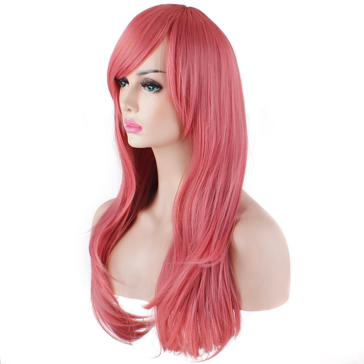 Akstore 28 inch Fashion Wigs Long Wavy Curly Hair Cosplay Wig & Wig Cap (Black)