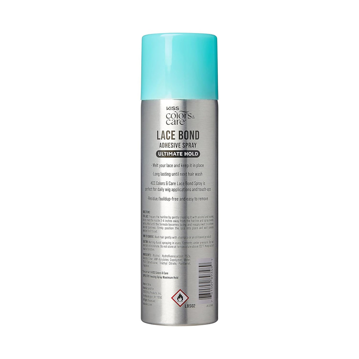 KISS Colors & Care Lace Bond Adhesive Spray Ultimate Hold 11.1 oz. - Adhesive for Lace Frontals, Sweat Proof, Water-Resistant, Fast Drying, Efficient Nozzle, Convenient, Super Secure for All Day