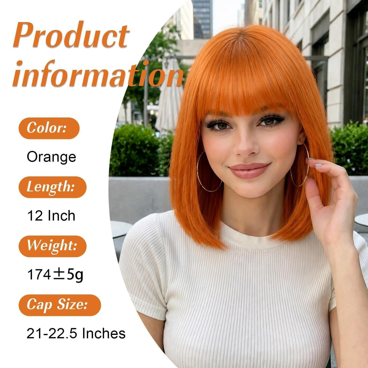 Bob Wig with Bangs for Women Short Straight Bob Wigs for Women 12inch