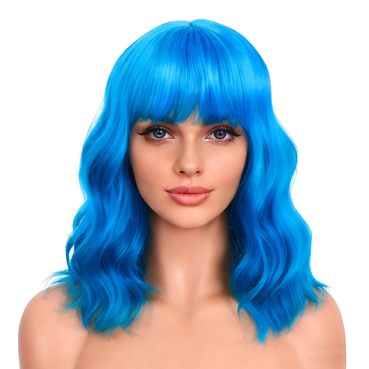 Dark Purple Wigs with Bangs for Women 14 Inch Short Wavy Bob Wigs Synthetic Bob Wig Curly Wig Heat Resistant Colorful Wavy Wig Cosplay Wigs For Daily Party Halloween