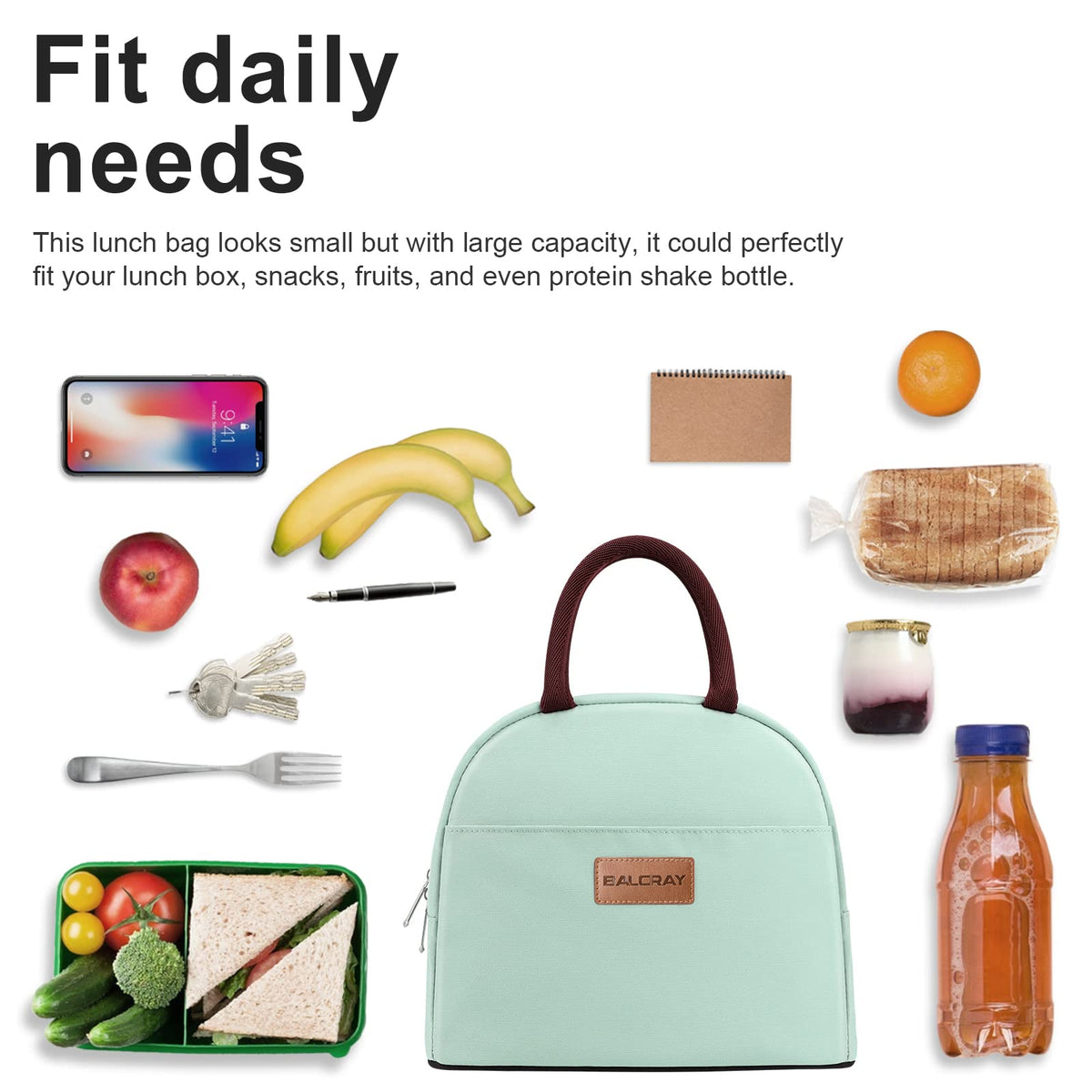 BALORAY Lunch Bag for Women Men Adult Lunch Box (Cherry), M