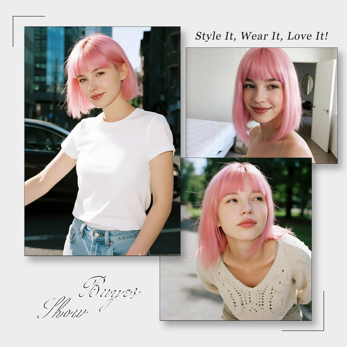 Black Bob Wig with Bangs Short Black Straight Wig for Women