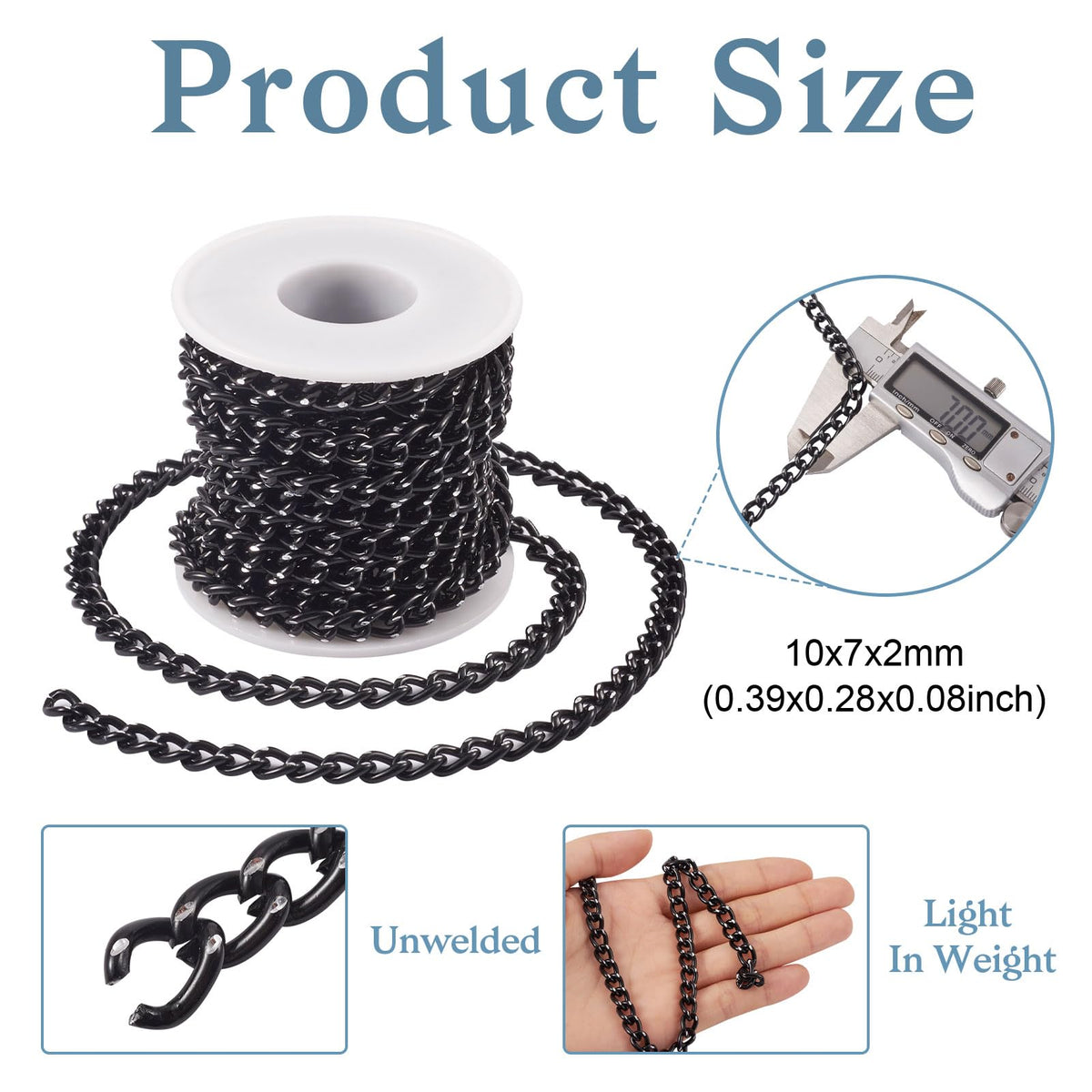 Beadthoven 16.4ft Aluminum Curb Chains, Silver Color Chains for Jewelry Making 5mm Wide Metal Craft Chain Link Spool Twisted Links Oval Curb Chains Unwelded for Clothes Necklace Bracelet DIY Findings