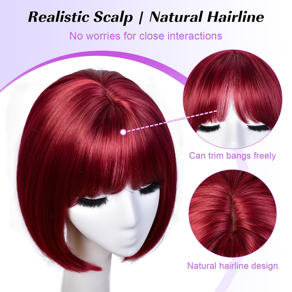 Hightlight Brown Bob Wig With Bangs Short Bob Wigs for Women Girl