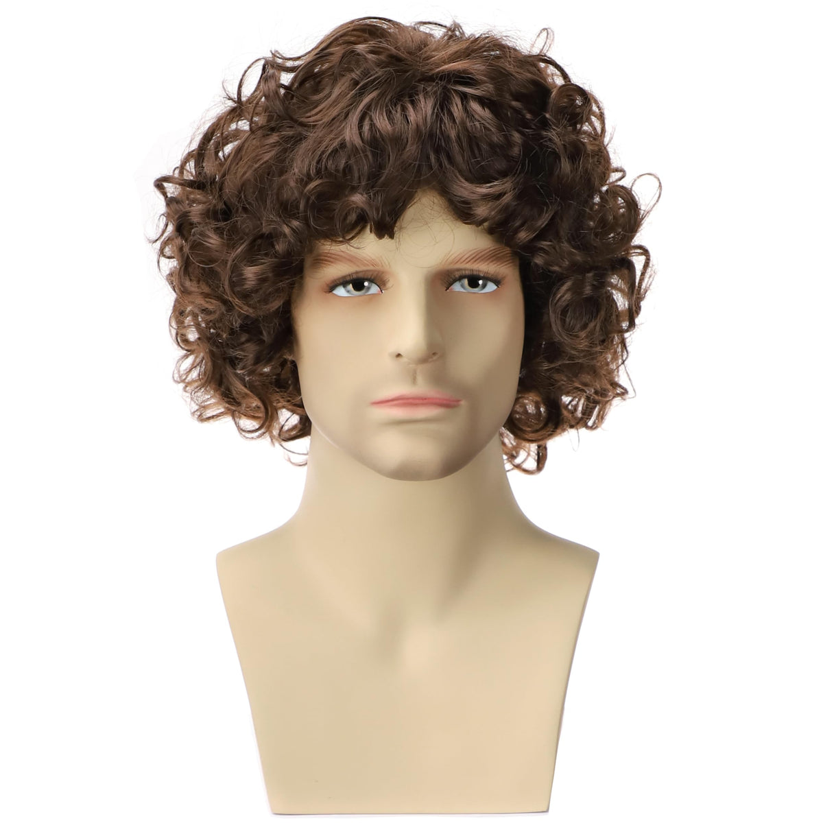 PORSMEER Mens Long Curly Rock N Roll Wig for Men Heavy Metal Rock Disco Hair for Rockstar, Halloween, Party, Retro Music Festival (Black)