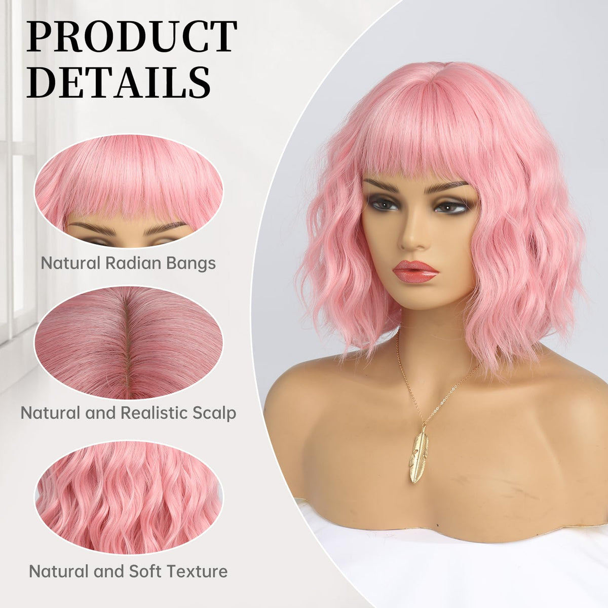 White Silver Wigs for Women Ombre Grey Wavy Bob Short Wigs with Bangs Medium Length Synthetic Hair Water Wave Dark Roots Wig Gray Colorful Wigs（14 Inches）
