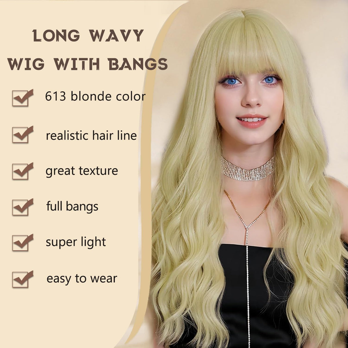 Burgundy Wig with Bangs for Women, Long Wavy Red Wig 26 Inch Wigs Heat Resistant Sythetic Wig for Daily Party Use