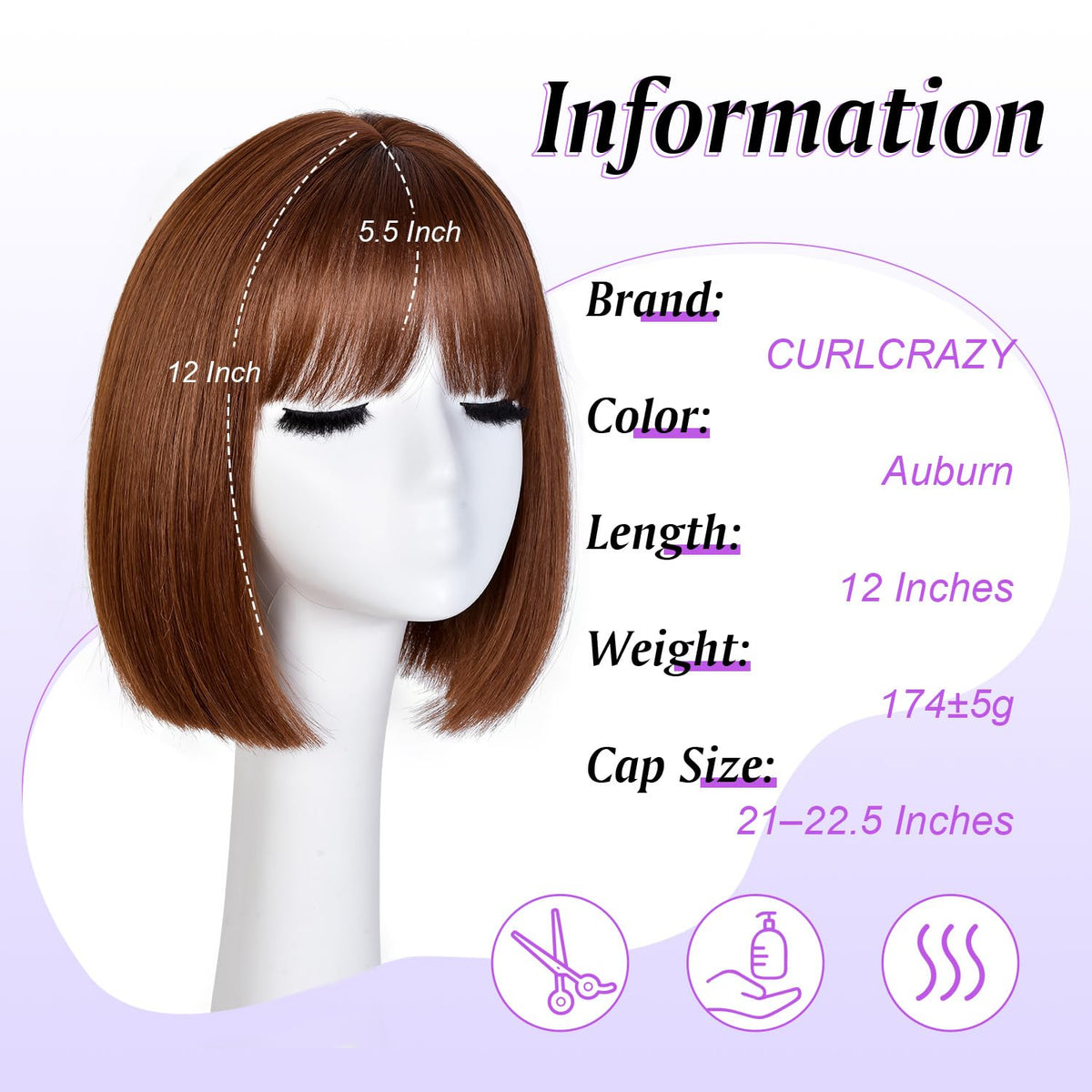 Hightlight Brown Bob Wig With Bangs Short Bob Wigs for Women Girl