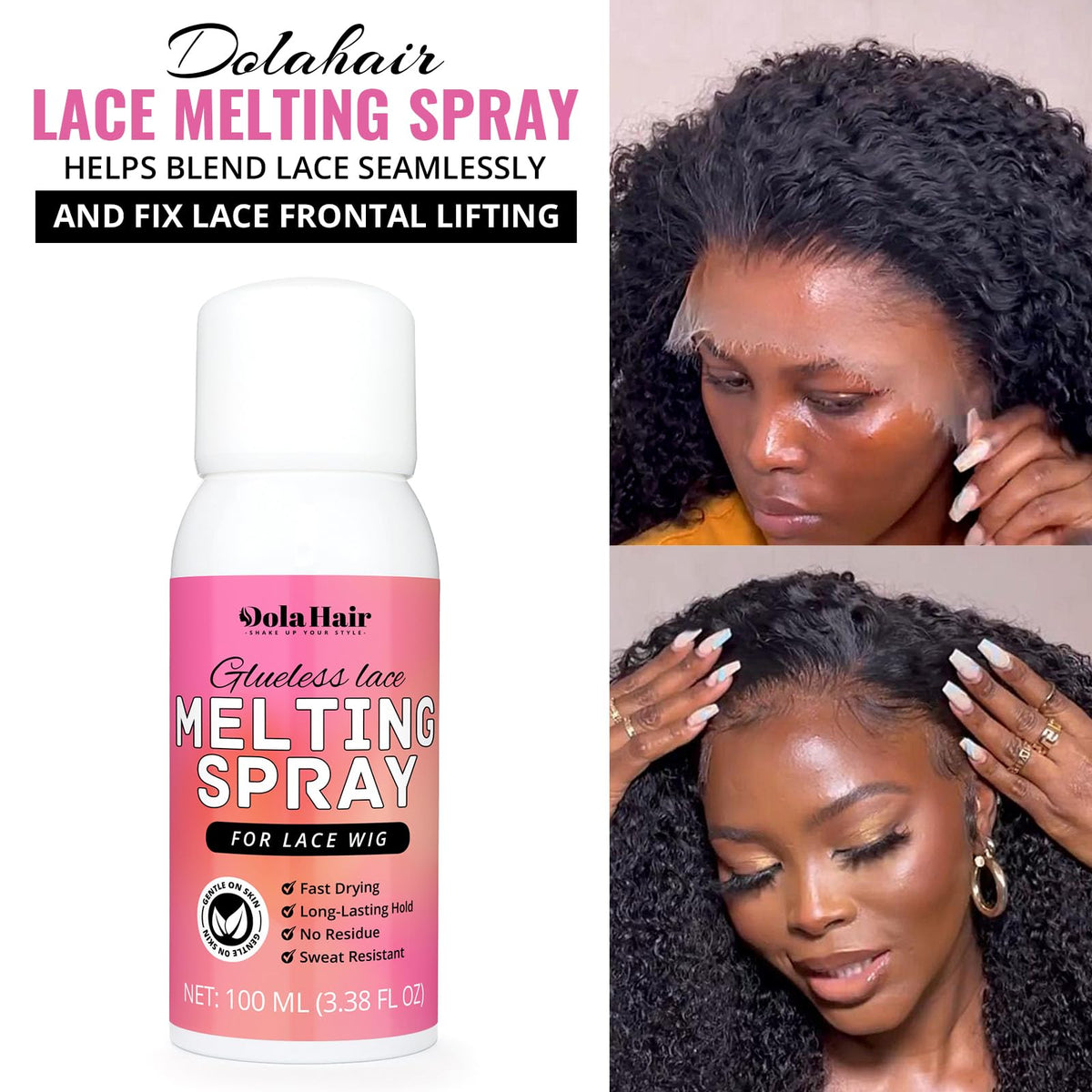 Dolahair Lace Glue Kit Wig Installation Kit & Melting Spray (Medium Brown)