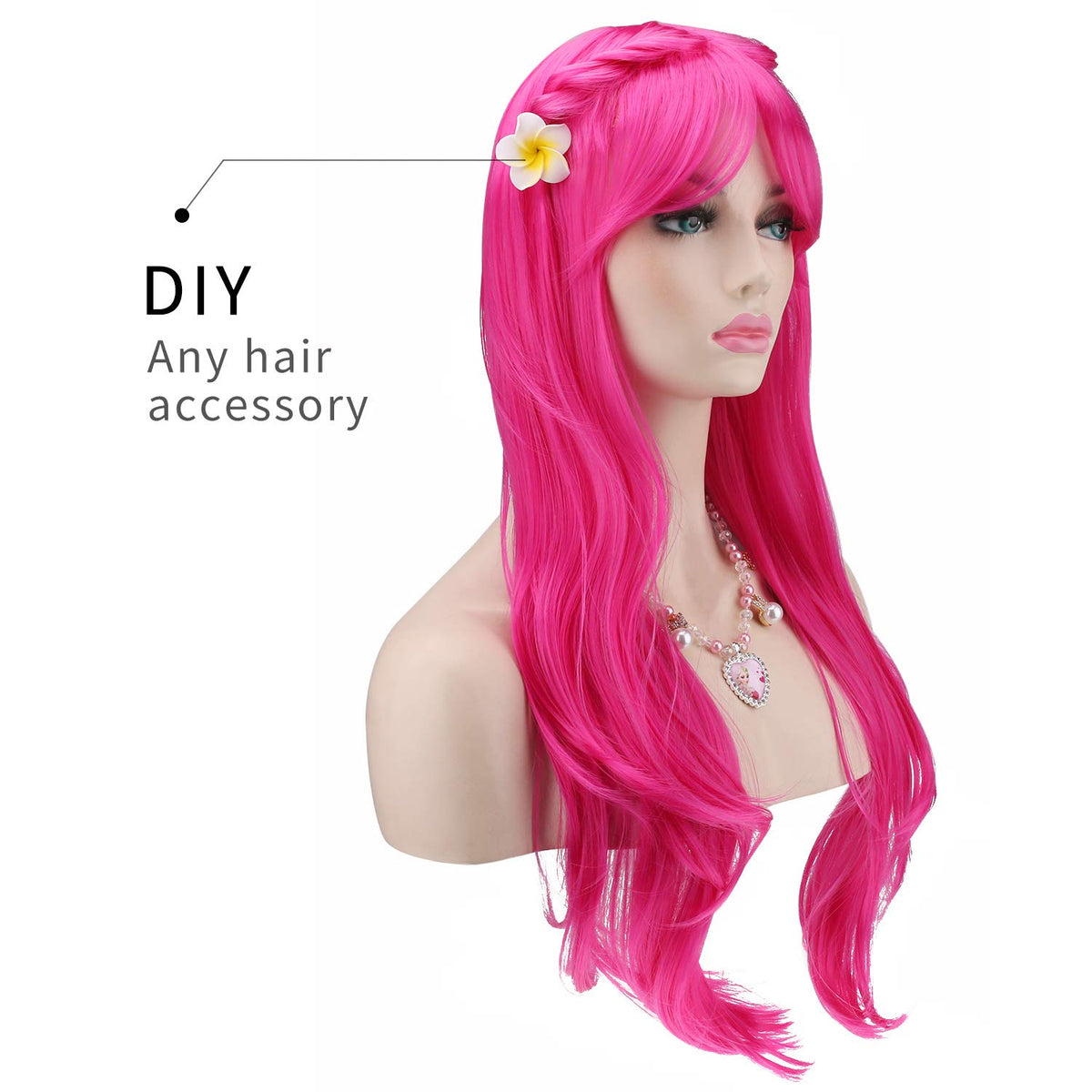 Akstore 28 inch Fashion Wigs Long Wavy Curly Hair Cosplay Wig & Wig Cap (Black)