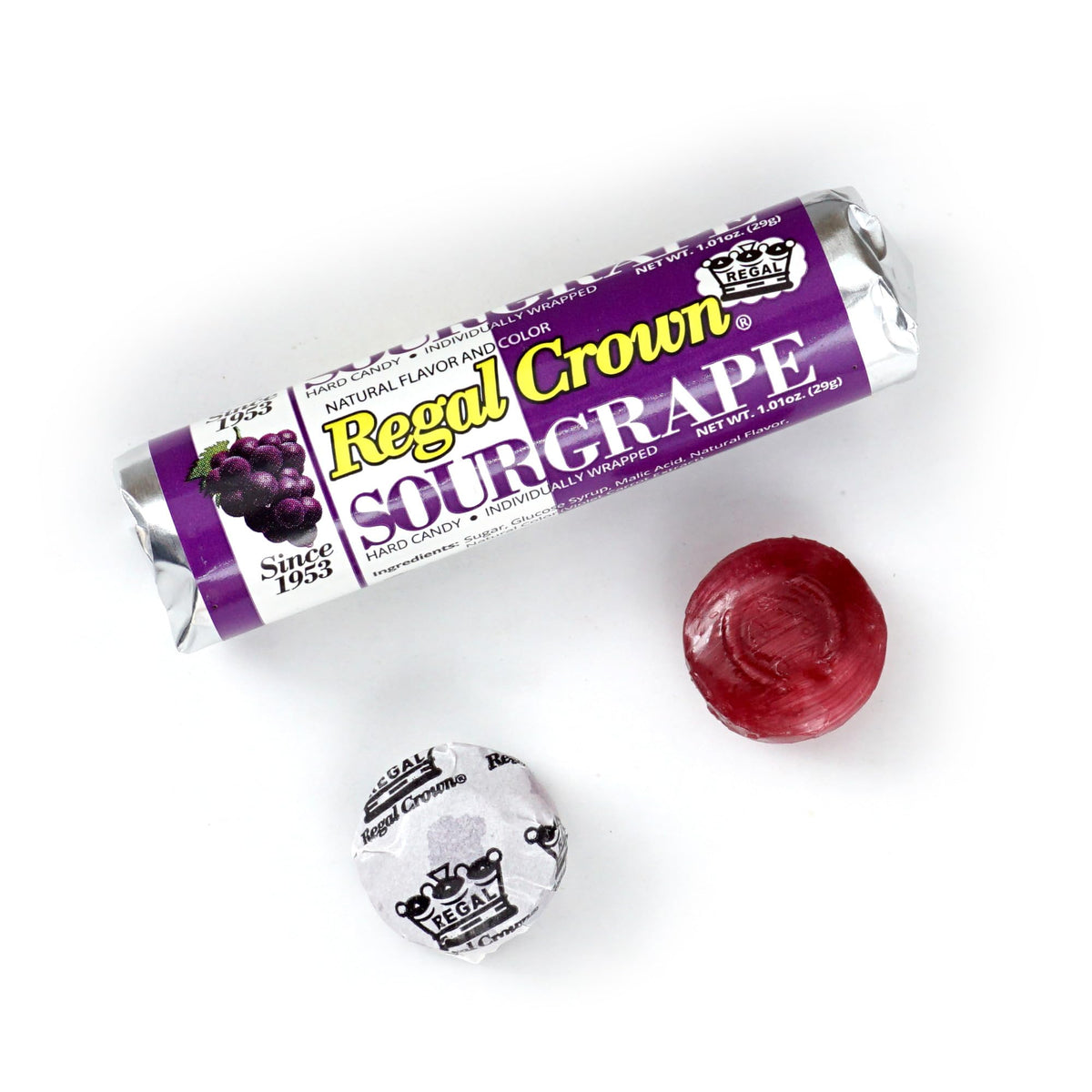 Regal Crown Roll Sour Cherry, 1.01 Ounce (Pack of 5), Sour Candy, The Hampton Candy Company
