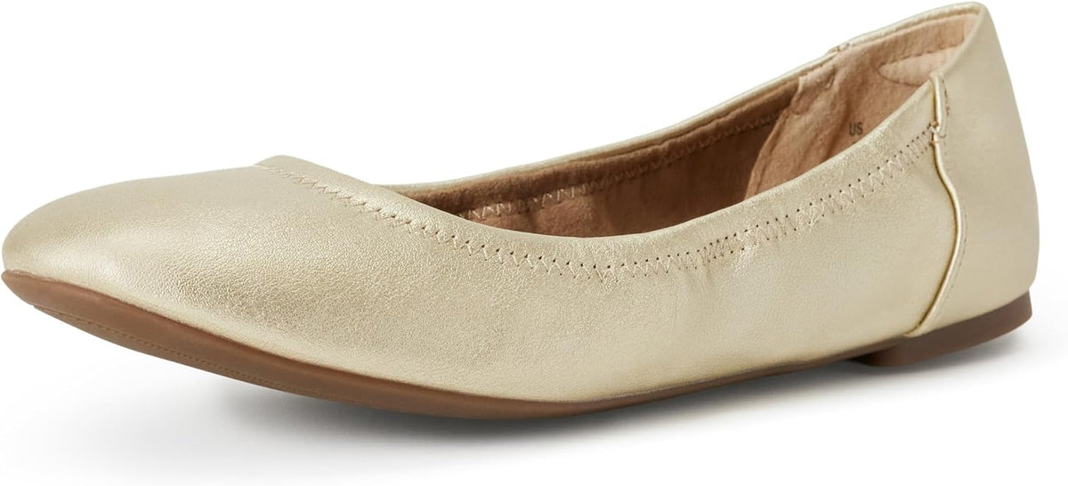 Amazon Essentials Women's Comfortable Round Toe Ballet Flats, Cushioned Memory Foam