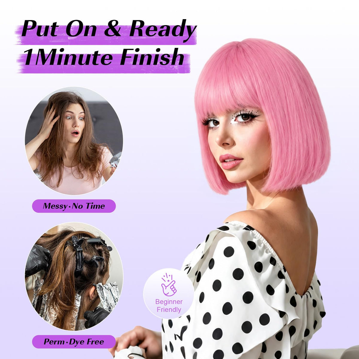 Hightlight Brown Bob Wig With Bangs Short Bob Wigs for Women Girl