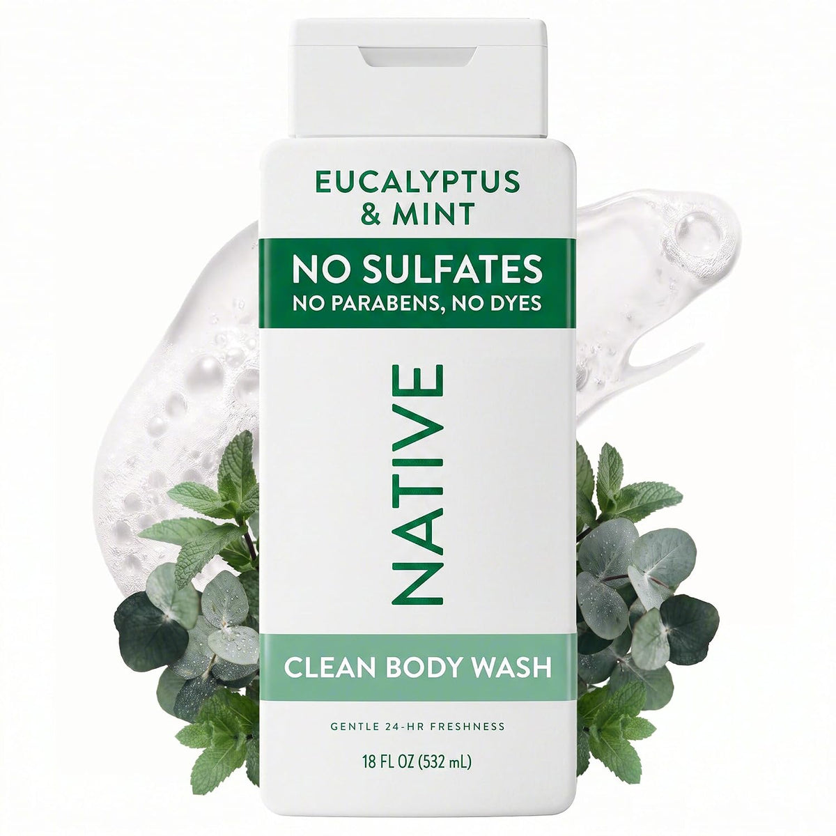 Native Clean Body Wash, Gentle & pH-balanced for Sensitive Skin, 24-Hr Freshness for Women & Men, Vegan & Cruelty-Free, Free of Sulfates & Parabens, Cherry & Vanilla Macaron, 18 fl oz