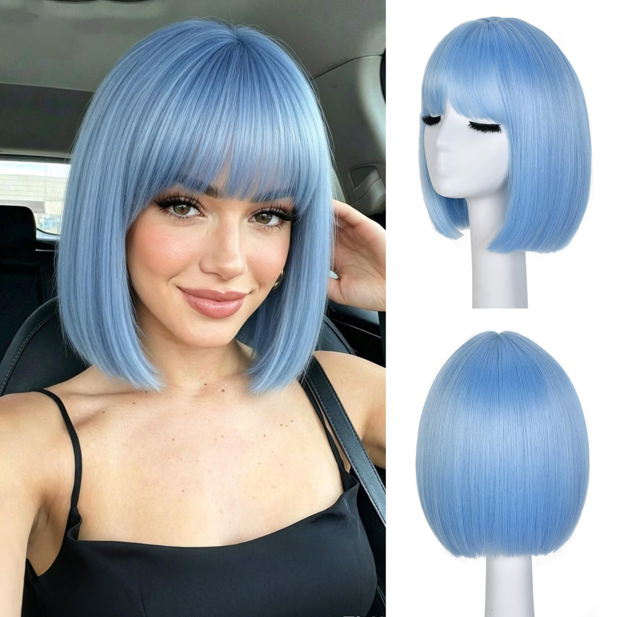 Hightlight Brown Bob Wig With Bangs Short Bob Wigs for Women Girl