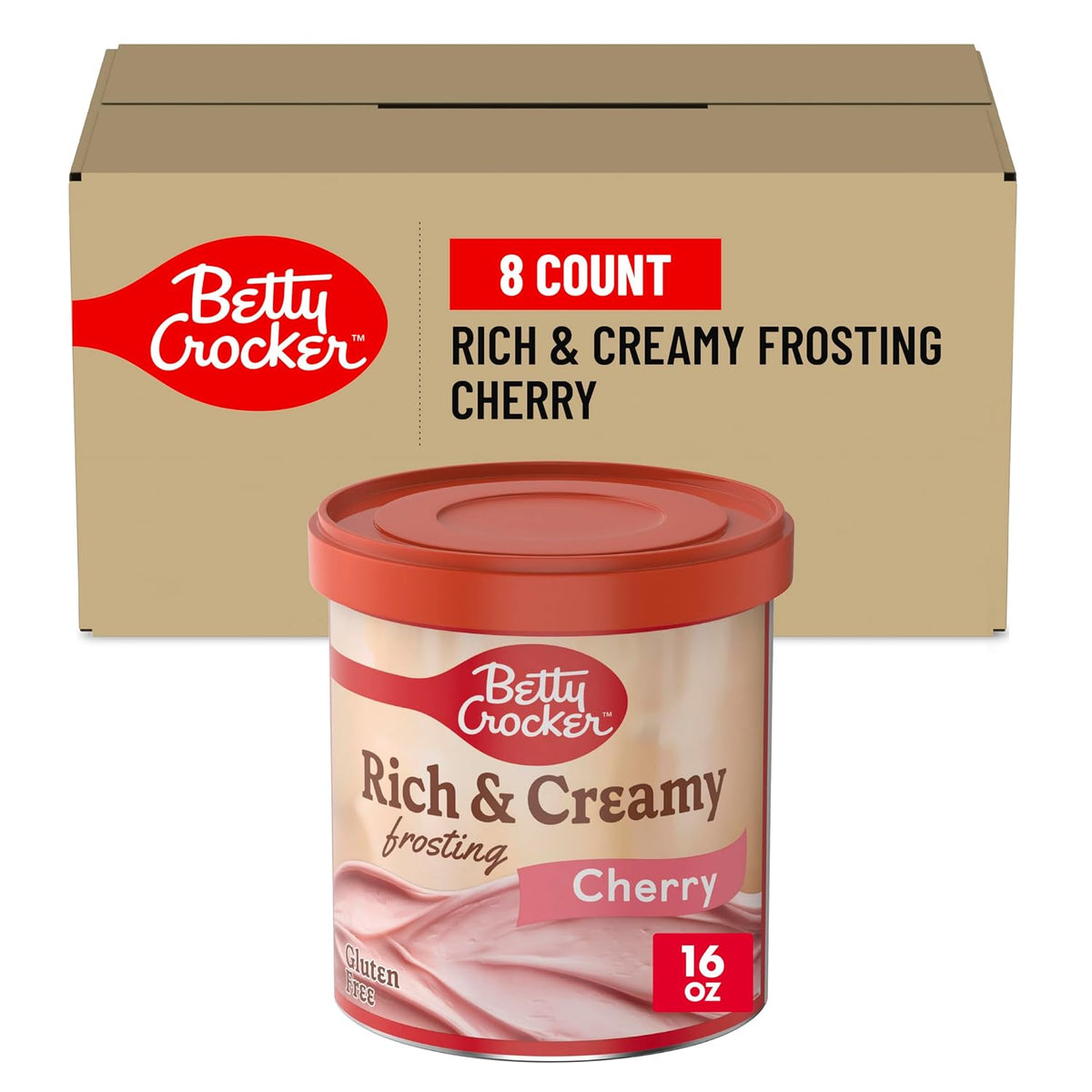 Betty Crocker Gluten Free Rich and Creamy Cherry Frosting, 16 oz, 8 Pack