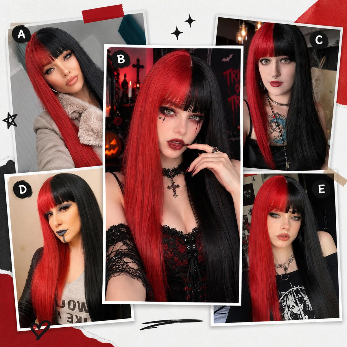 BEkjdiof Wig with Bangs Long Straight Gray Wigs for Women Halloween Wig