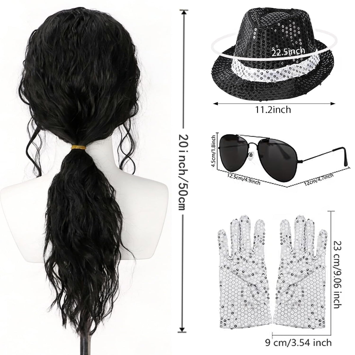PORSMEER Mens Long Curly Rock N Roll Wig for Men Heavy Metal Rock Disco Hair for Rockstar, Halloween, Party, Retro Music Festival (Black)