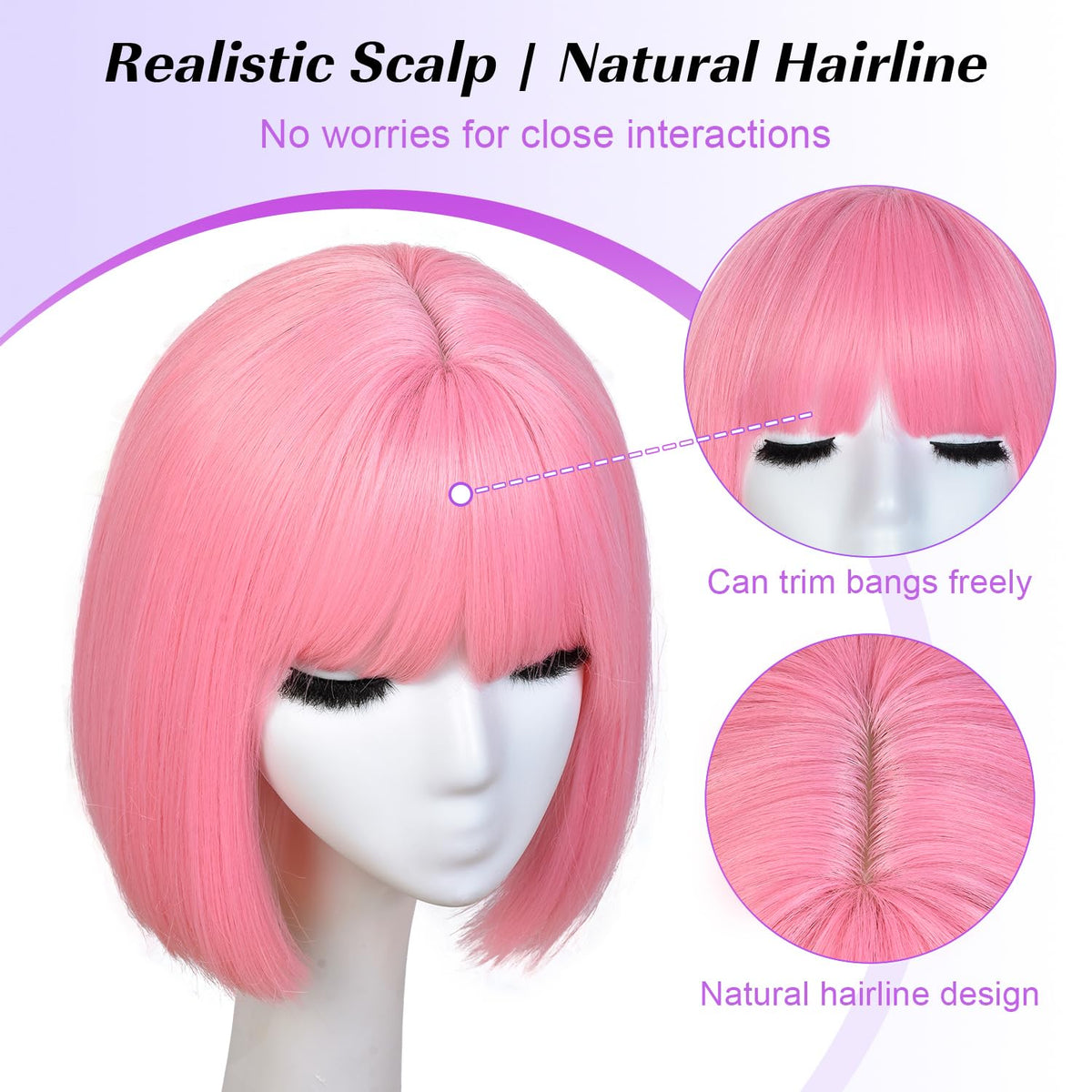 Hightlight Brown Bob Wig With Bangs Short Bob Wigs for Women Girl