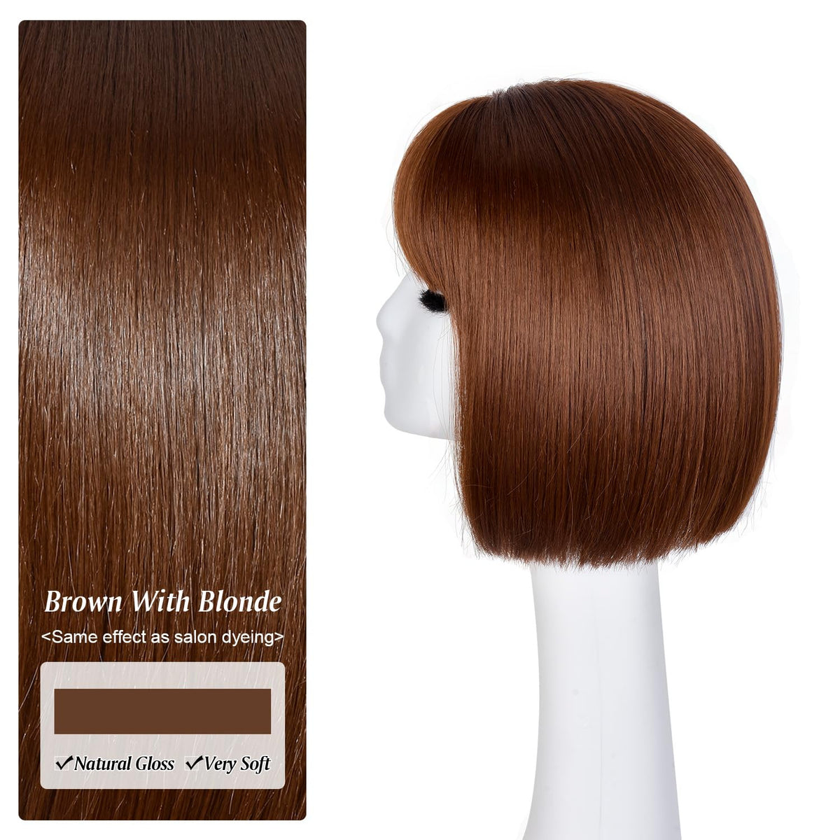 Hightlight Brown Bob Wig With Bangs Short Bob Wigs for Women Girl